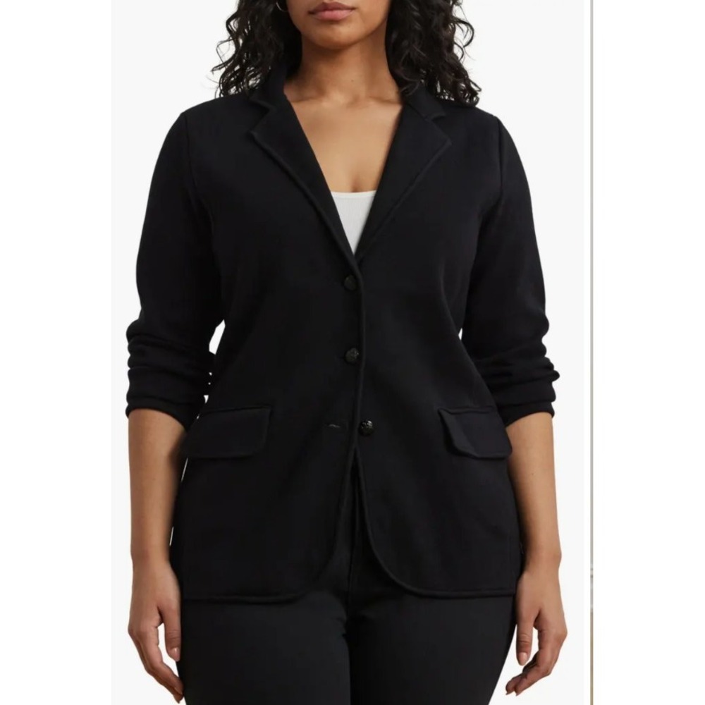 Lauren Ralph Lauren LRL Combed Cotton Blazer Cardigan Old Money Preppy Black XL